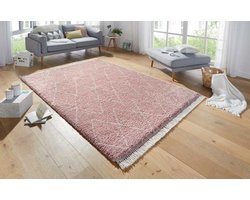 Hoogpolig vloerkleed Jade - roze/crème 80x150 cm