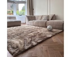 Hoogpolig vloerkleed Odelia bruin/taupe - Interieur05 - 160 x 230 cm - (M)
