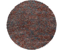 Hoogpolig Vloerkleed - Rond Tapijt - Woonkamer Aankleden - Gevlekt Design - 120 cm Rond - Terracotta