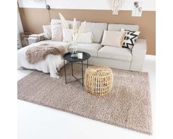 Hoogpolig vloerkleed shaggy Trend effen - beige 160x230 cm
