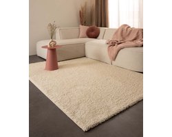 Hoogpolig vloerkleed shaggy Trend effen - crème 200x300 cm