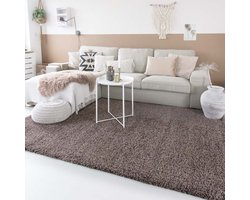 Hoogpolig vloerkleed shaggy Trend effen - taupe 100x200 cm