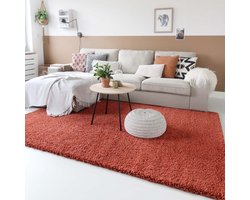 Hoogpolig vloerkleed shaggy Trend effen - terracotta 100x200 cm
