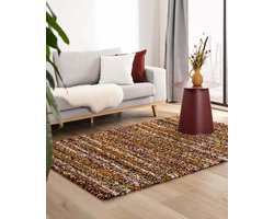 Hoogpolig vloerkleed strepen Artisan - multi/okergeel 200x300 cm