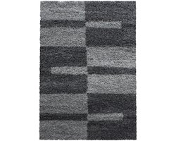 Hoogpolig Vloerkleed | Tapijt | Shaggy | Gala | Geometrisch | Grijs | 280x370 cm