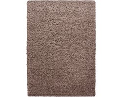 Hoogpolig Vloerkleed | Tapijt | Shaggy | Life | Uni | Mokkabruin | 240x340 cm
