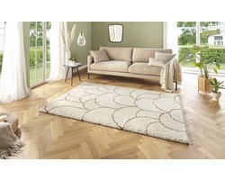 Hoogpolig vloerkleed Thane - crème/bruin 80x150 cm