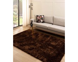 Hoogpolig vloerkleed velvet - Posh donkerbruin 200x300 cm