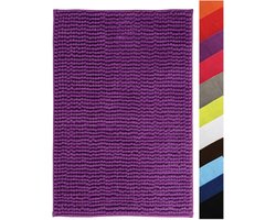 Hoogpolige Chenille Badtapijt 40x60 cm - Antislip Douchemat in Paars/Lila