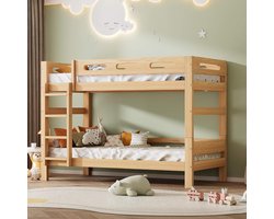 Hoogslaper 90 x 200 cm met valbeveiliging en opslag, stapelbed voor kinderen