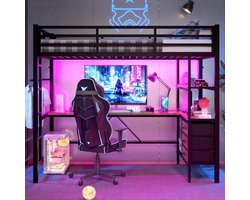 Hoogslaper met bureau - Bed met bureau Kinderbed - Ruimte Besparen - Geïntegreerde verlichting en lader