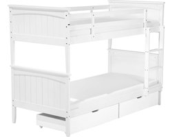 Hoogslaper met laden Dennenhout ALBON 90 x 200 cm Wit