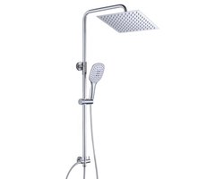 Hoogte Verstelbaar Douchesysteem met Regendouche en Handdouche - Chroom 25x25cm