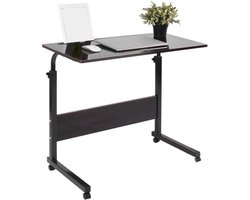 Hoogte Verstelbare Bijzettafel Sofa Tafel Laptop Wielen Zwart - Mobiele Laptop Roltafel voor Tablet Groef Computerbureau