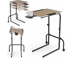 Hoogte verstelbare Overbedtafel - Op wielen - Draagbare tafel voor bed en studeren - FoldWise