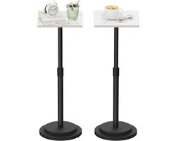 hoogte verstelbare salontafel, voor woonkamer, set 2, wit | Klein verstelbaar nachtkastje, lage tafel, bijzettafel, opbergplank, industriële stijl voor slaapkamer