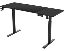 Hoogteverstelbaar Bureau – 160x60 cm – Elektrisch in 3 Hoogten Verstelbaar Tafelf – Ergonomisch, Met Geheugenfunctie, Modern Kantoor- en Gamingbureau Computertafel – Zwart