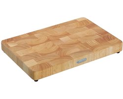 Hoogwaardig hoofdhout hakblok rubberboom licht 45 x 30 x 45 cm met antislipvoetjes - snijplank hakplank - steakplank 051087 hakblok