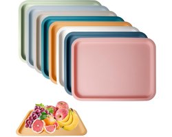 Hoogwaardig plastic dienblad - antislip - set van 8 - verschillende kleuren - duurzaam