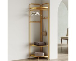 Hoogwaardige Hoge Kapstok voor Hoek met 6 Haken en Plank