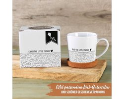 Hoogwaardige keramische mok met kurk-onderzetter - voor koffie en thee - 1 stuk