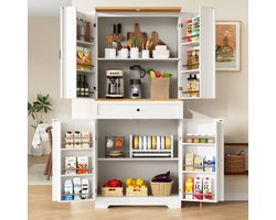 Hoogwaardige keukenkast met 12 deuren en lades (80x40x180 cm), moderne snackkast van MDF en spaanplaat, buffetkast voor eetkamer, keuken, woonkamer