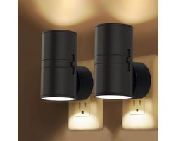 Hoogwaardige LED-wandlamp/nachtlamp, met stekker, bewegingssensor, dimbaar, geschikt voor gebruik binnenshuis, in gangen, slaapkamers en trappenhuizen (zwart).