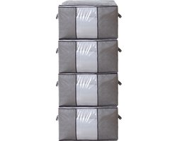Hoogwaardige Opbergtas voor Kleding - 4 Stuks - Grijs - Organizer voor Dekbed - Opbergzak - Opbergers voor Seizoenskleding - Zakken om ruimte te besparen - Opslag voor Dekbed