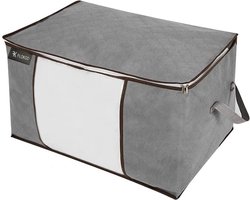 Hoogwaardige Opbergtas voor kleding – Grijs - Organizer voor Dekbed – Opbergzak – Opberger voor Seizoenskleding – Zak om ruimte te besparen – Opslag voor dekbed en kleding – Bescherming voor Kleding – Oplossing voor Winterjassen