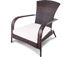 Hoogwaardige rotan stoel, rotan stoel van ijzer, met ergonomische zitkussens en armleuningen, rieten stoel voor tuinen, balkons, binnenruimtes, fauteuils tot 120 kg belastbaar