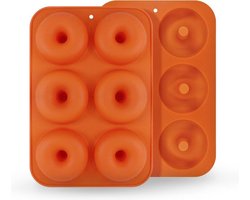 Hoogwaardige Siliconen Donutvorm - Donut Bakvorm - Goede Kwaliteit - Anti Kleeflaag - 6 Donuts - Zelf Donuts Bakken - Oranje