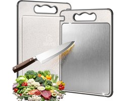 Hoogwaardige Titanium Snijplank - Hygiënisch - Met Messenslijper - Met Sap Geul - Met Raspfunctie - 25CM x 37CM