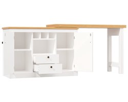 Hoogwaardige Uitschuifbare Bartafel 120-180x40x76 cm Wit 360° Draaibaar met Opbergruimte Design Staande Tafel voor Woonkamer Eetkamer Homeoffice