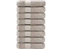 HOOMstyle Handdoeken Set Elegance - 8 stuks - 100% Soft Cotton 650gr - 50x100cm - Taupe