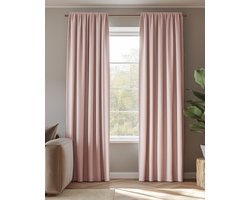 HOOMstyle Kant en Klaar gordijn met haakjes Amber - Verduisterend - Met Plooiband - 140x270cm - Roze / Licht Roze
