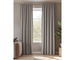 HOOMstyle Kant en Klaar gordijn met haakjes Amber - Verduisterend - Met Plooiband - 140x270cm - Taupe / Bruin