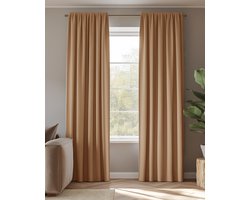 HOOMstyle Kant en Klaar gordijn met haakjes Amber - Verduisterend - Met Plooiband - 140x270cm - Terra / Roest