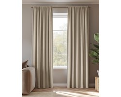 HOOMstyle Kant en Klaar gordijn met haakjes Amber - Verduisterend - Met Plooiband - 140x270cm - Zand / Tarwe