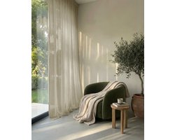 HOOMstyle kant en klaar gordijn met haakjes Aura - Vitrage - Voile - Met plooiband - 140x270cm - Zand / Beige