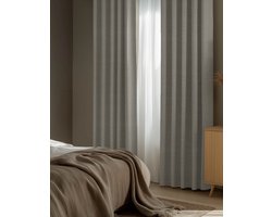 HOOMstyle Kant en klaar gordijn met haakjes Luna - 100% Verduisterend - Plooiband - 140x268 - Zand / Taupe
