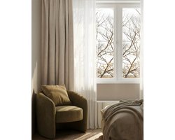 HOOMstyle Kant en klaar gordijn met haakjes Luna - 100% Verduisterend - Plooiband - 140x270 - Beige / Zand