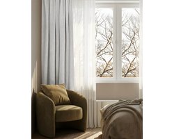 HOOMstyle Kant en klaar gordijn met ringen Luna - 100% Verduisterend - Geschikt voor gordijnroede - 140x268 - Kiezel
