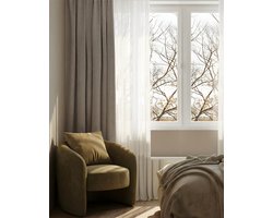 HOOMstyle Kant en klaar gordijn met ringen Luna - 100% Verduisterend - Geschikt voor gordijnroede - 140x268 - Taupe