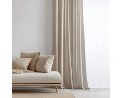 HOOMstyle Kant en klaar gordijn met ringen Noa - Inbetween - Geschikt voor gordijnroede - 140x270 - Zand / Taupe