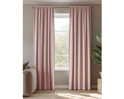 HOOMstyle Kant en Klaar Gordijn - Verduisterend - Met Plooiband - 140x270cm - Roze / Licht Roze