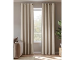 HOOMstyle Kant en Klaar Gordijn - Verduisterend - Met Ringen - 140x270cm - Zand