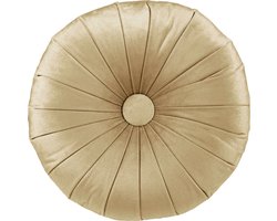 HOOMstyle Kiki Kussen - Sierkussen Rond - Fluweel - Ø40cm - Haver / Goud