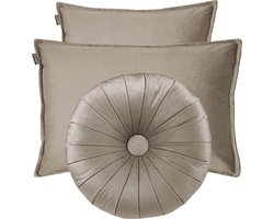 HOOMstyle Kiki Kussen - Sierkussenset 3 stuks - Fluweel - Effen - Taupe / Bruingrijs