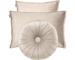 HOOMstyle Kiki Kussen - Sierkussenset 3 stuks - Fluweel - Effen - Zand