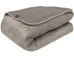 HOOMstyle Lotus Plaid - Superzacht fleece deken - Teddy dubbeldik - Bedsprei - 130 x 170 cm - Warm grijs